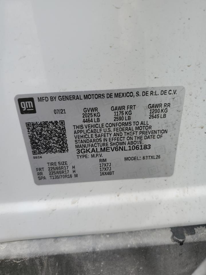 2022 GMC TERRAIN SLE VIN:3GKALMEV6NL106183