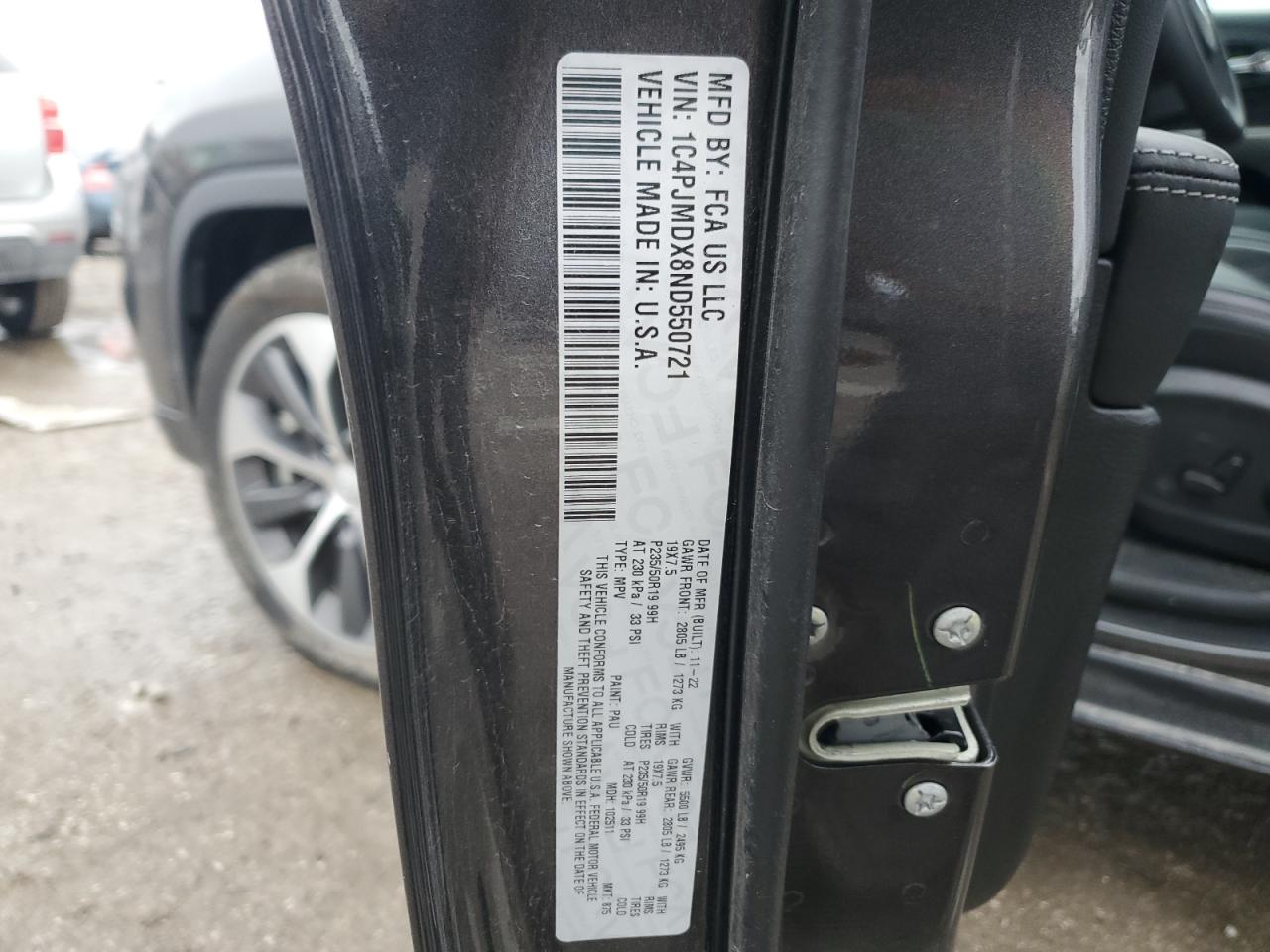 2022 JEEP CHEROKEE LIMITED VIN:1C4PJMDX8ND550721