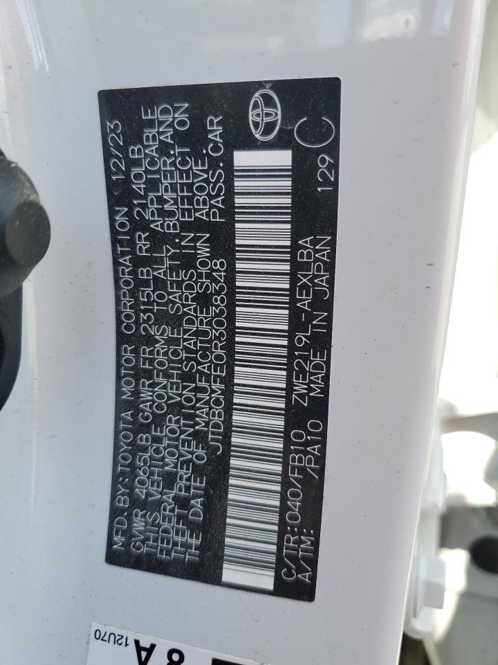2024 TOYOTA COROLLA LE VIN:JTDBCMFE0R3038348