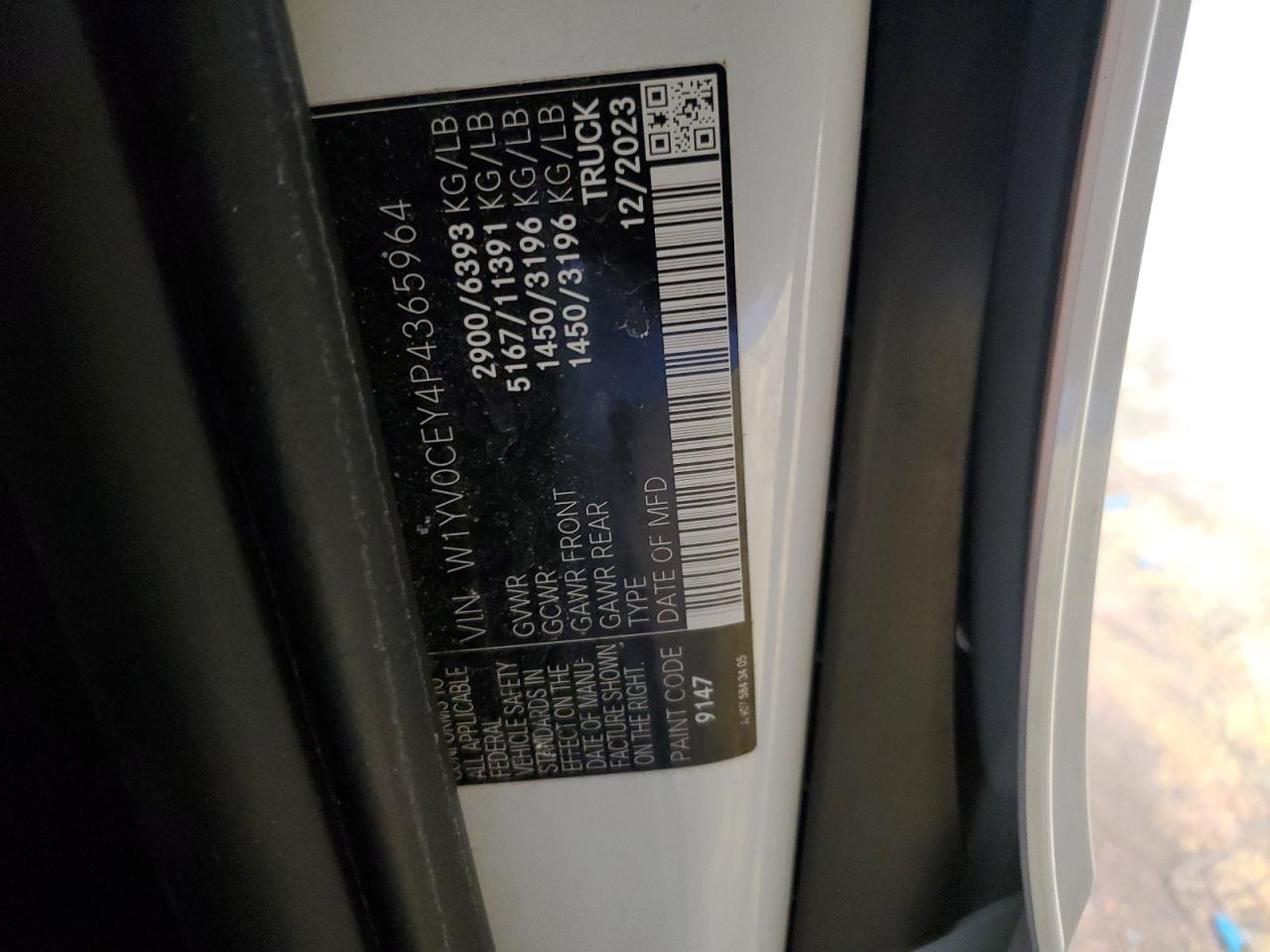 2023 MERCEDES-BENZ METRIS VIN:W1YV0CEY4P4365964