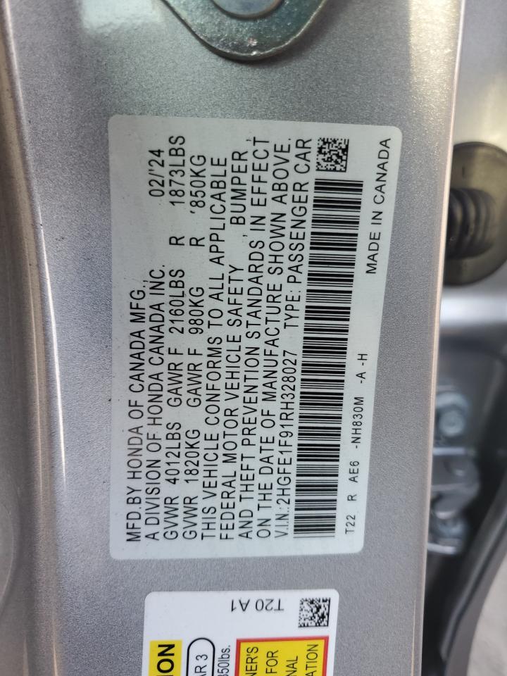 2024 HONDA CIVIC TOURING VIN:2HGFE1F91RH328027