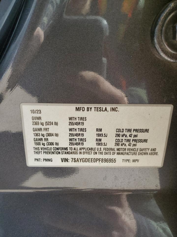 2023 TESLA MODEL Y VIN:7SAYGDEE0PF896955
