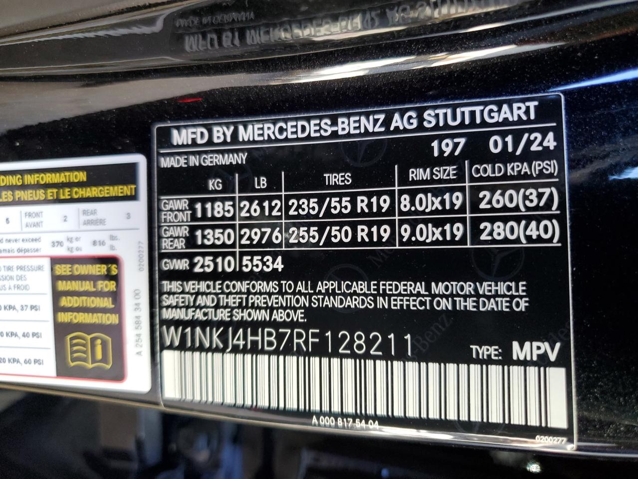 2024 MERCEDES-BENZ GLC COUPE 300 4MATIC VIN:W1NKJ4HB7RF128211