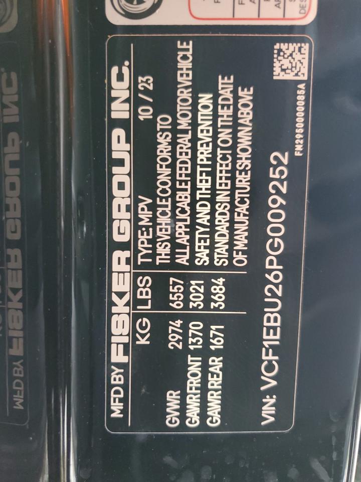 2023 FISKER INC. OCEAN EXTREME VIN:VCF1EBU26PG009252