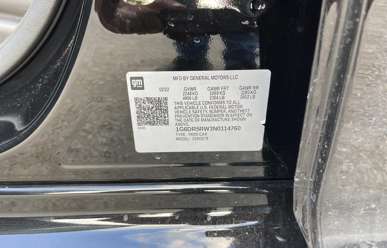 2022 CADILLAC CT5-V VIN:1G6DR5RW3N0114760