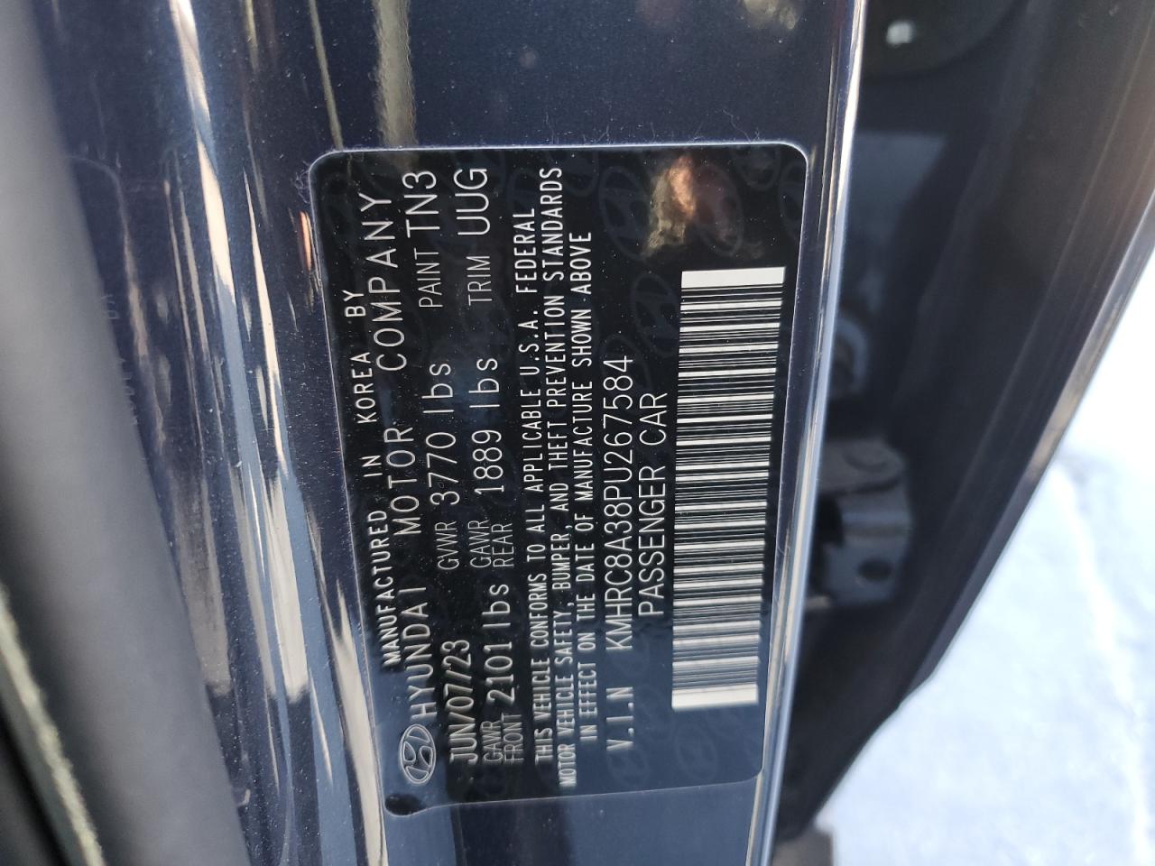 2023 HYUNDAI VENUE SEL VIN:KMHRC8A38PU267584