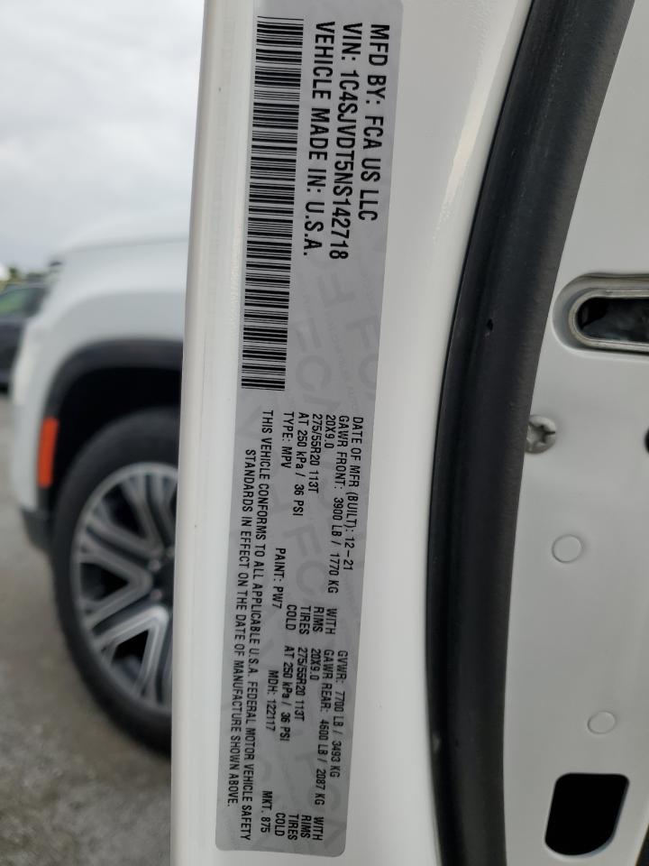 2022 JEEP WAGONEER SERIES III VIN:1C4SJVDT5NS142718