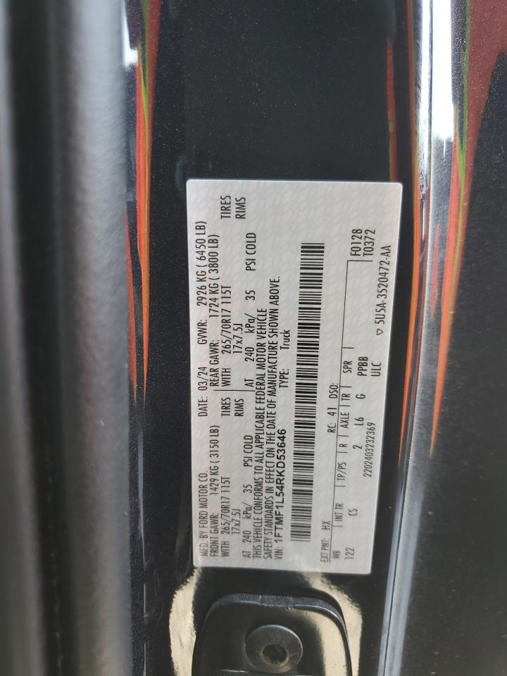 2024 FORD F150 XL VIN:1FTMF1L54RKD53646