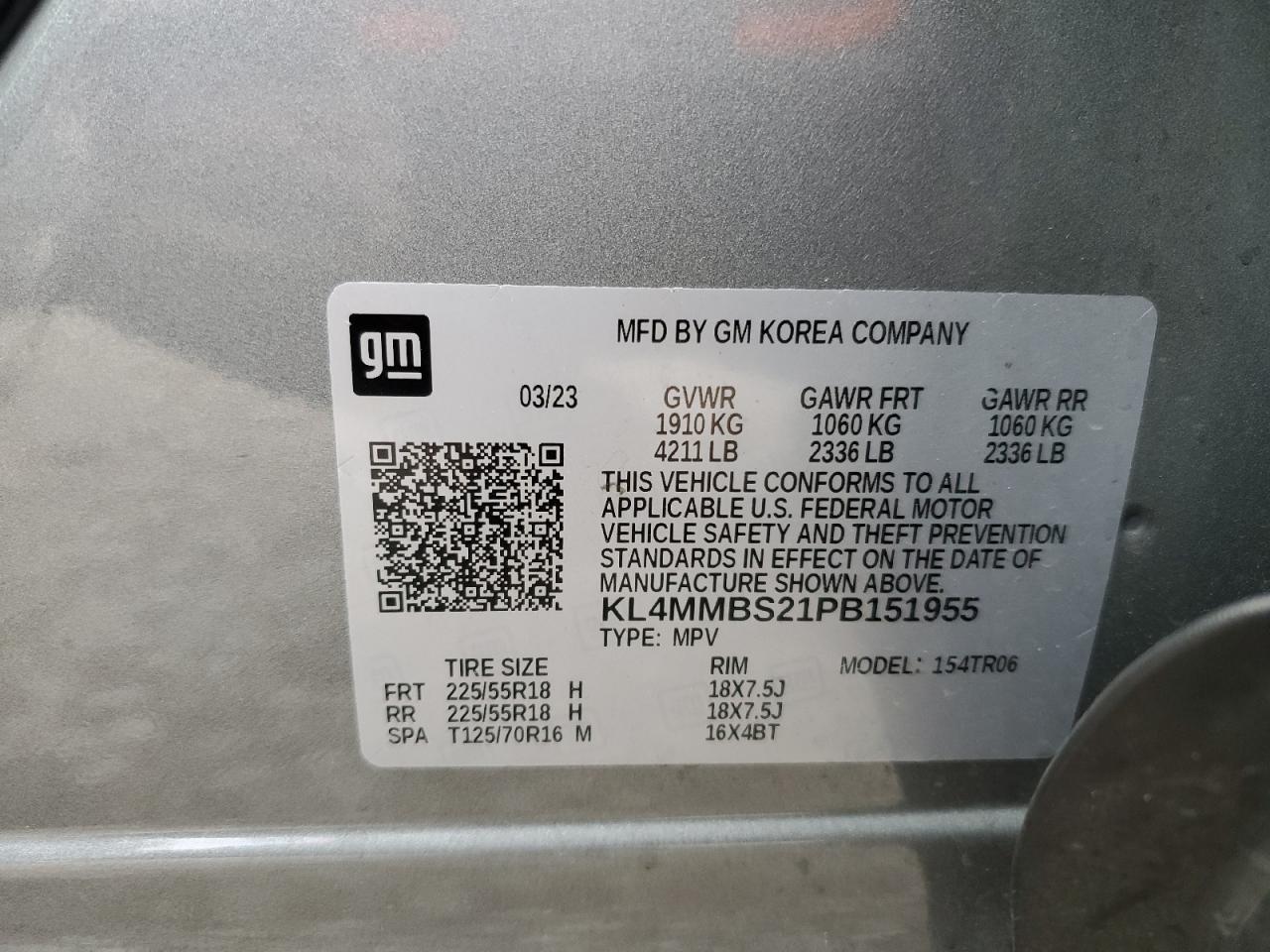 2023 BUICK ENCORE GX PREFERRED VIN:KL4MMBS21PB151955
