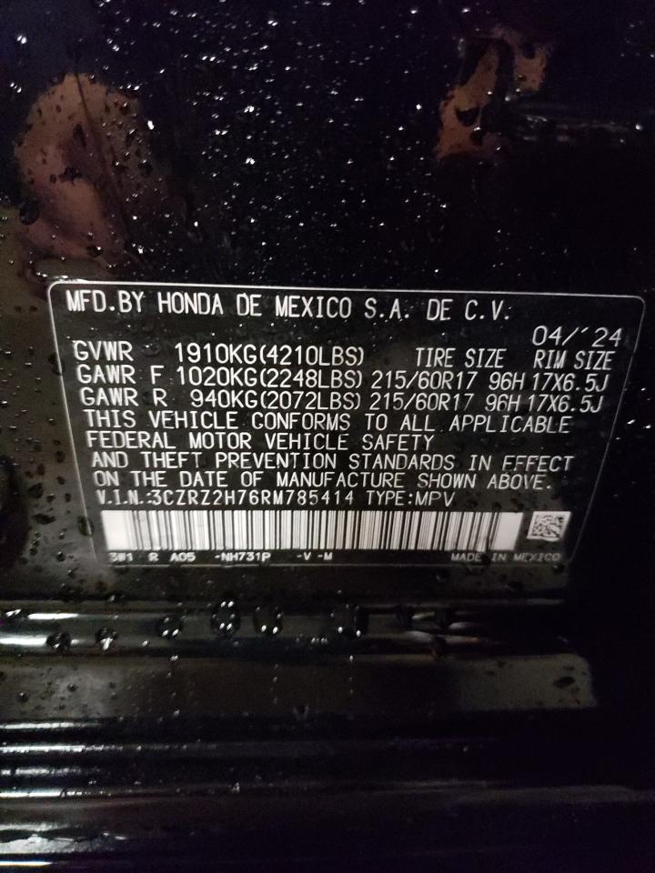 2024 HONDA HR-V EXL VIN:3CZRZ2H76RM785414