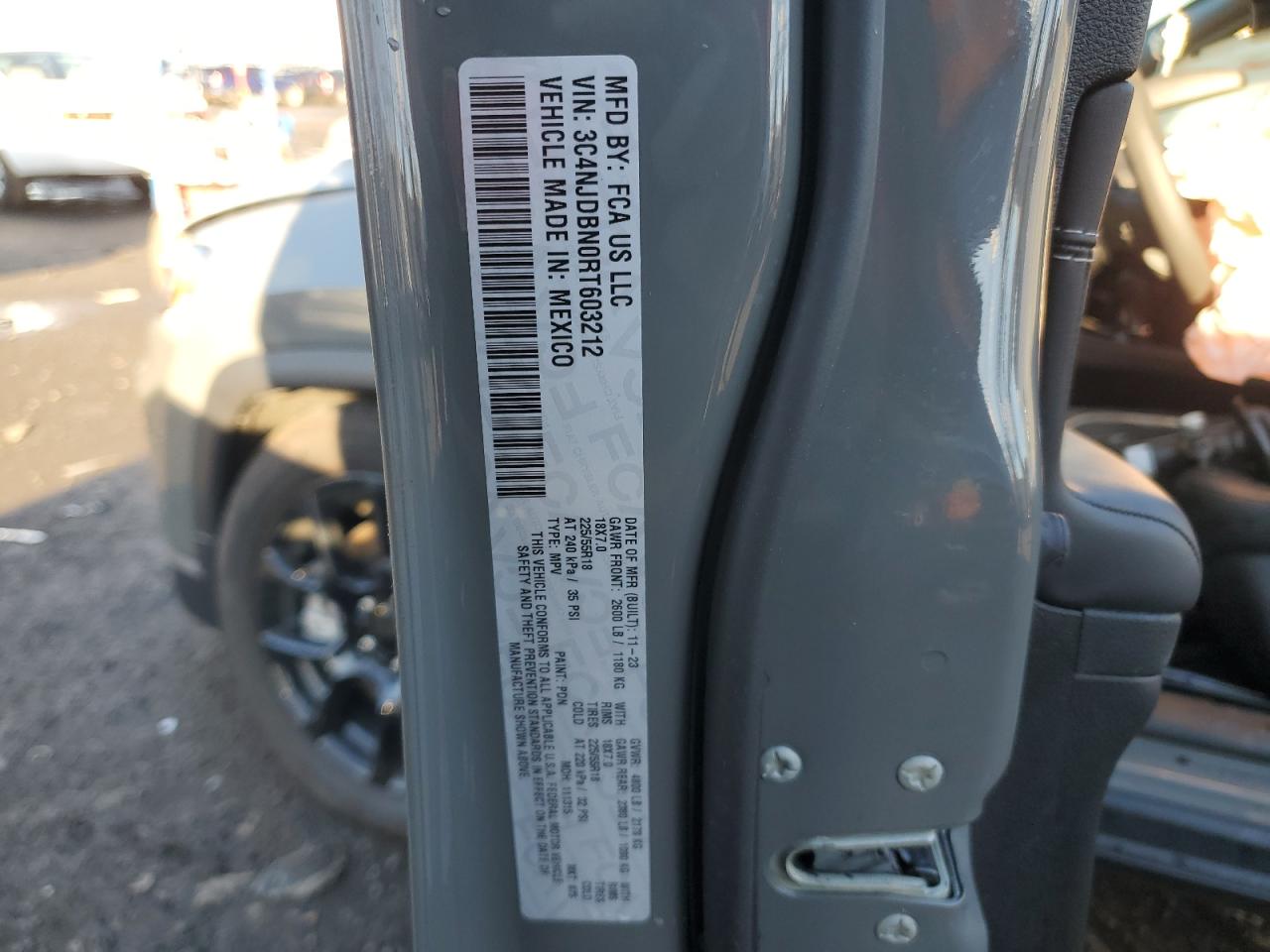 2024 JEEP COMPASS LATITUDE VIN:3C4NJDBN0RT603212