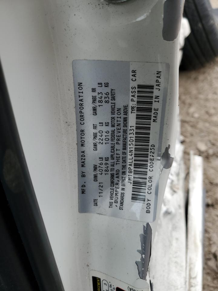 2022 MAZDA 3 PREFERRED VIN:JM1BPALL4N1501331