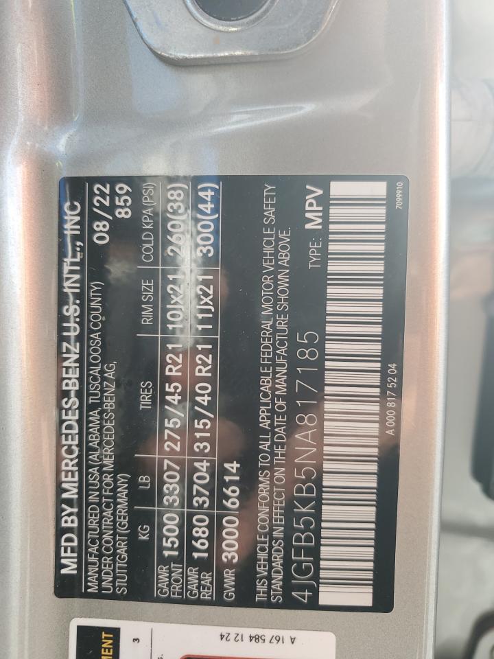 2022 MERCEDES-BENZ GLE 450 4MATIC VIN:4JGFB5KB5NA817185