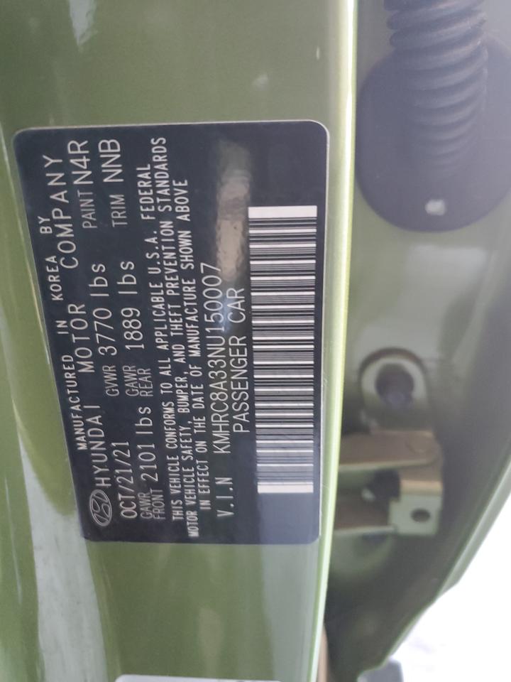 2022 HYUNDAI VENUE SEL VIN:KMHRC8A33NU150007
