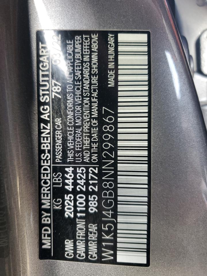 2022 MERCEDES-BENZ CLA 250 VIN:W1K5J4GB8NN299867