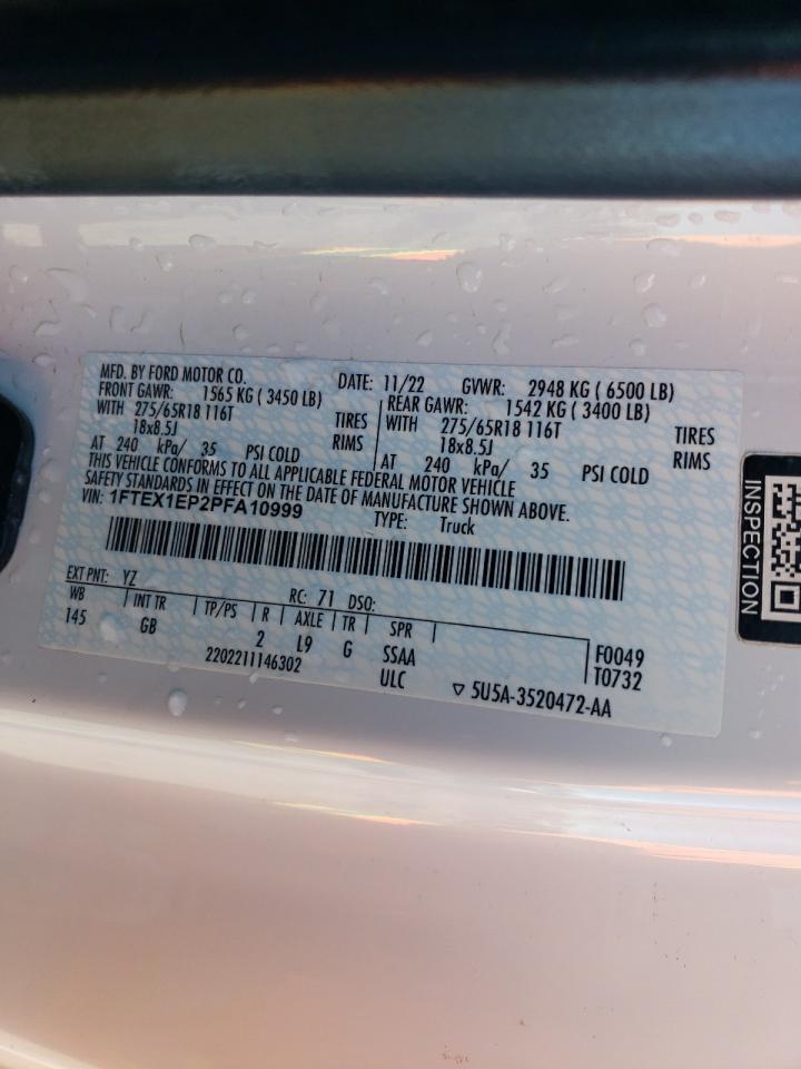 2023 FORD F150 SUPER CAB VIN:1FTEX1EP2PFA10999