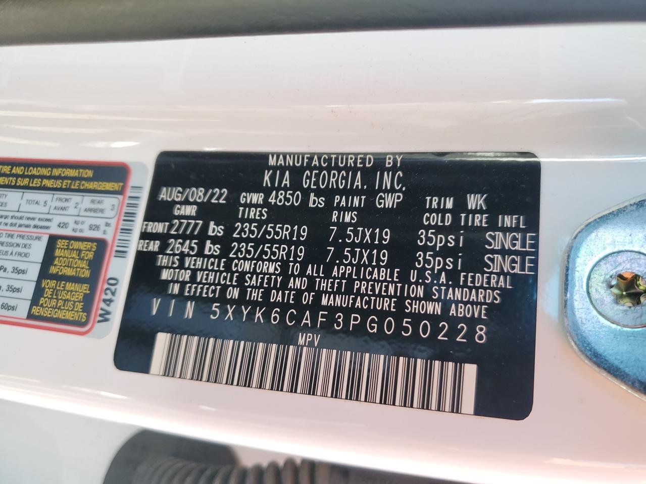 2023 KIA SPORTAGE X LINE VIN:5XYK6CAF3PG050228