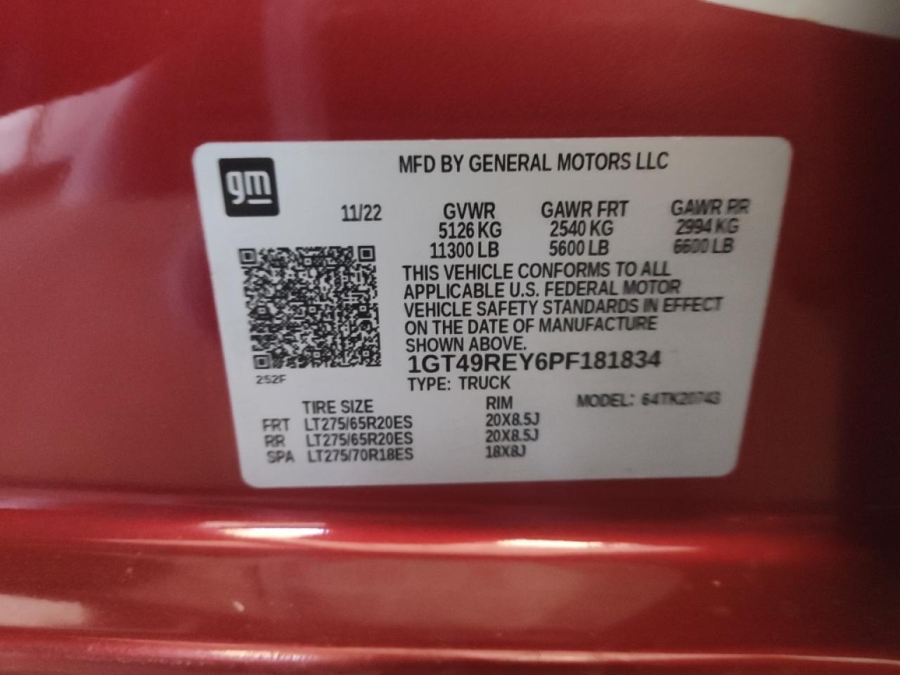 2023 GMC SIERRA K2500 DENALI VIN:1GT49REY6PF181834