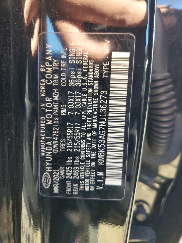2022 HYUNDAI KONA LIMITED VIN:KM8K53AG7NU136273
