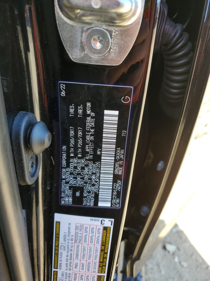 2022 TOYOTA 4RUNNER SR5 PREMIUM VIN:JTERU5JR1N6081225