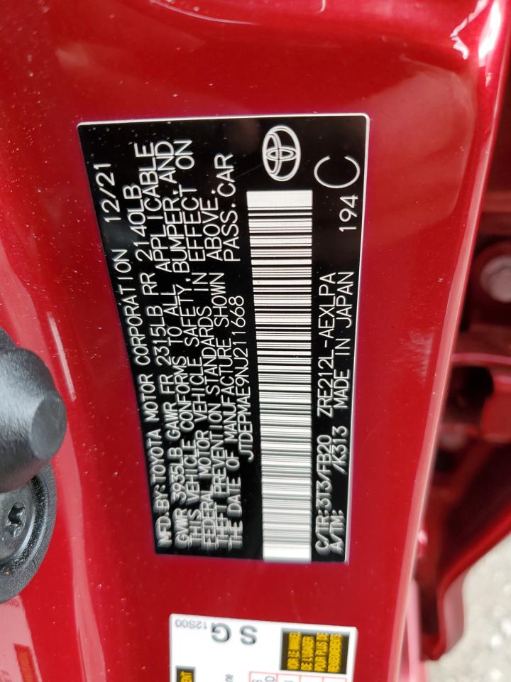 2022 TOYOTA COROLLA LE VIN:JTDEPMAE9NJ211668