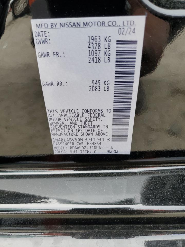 2024 NISSAN ALTIMA S VIN:1N4BL4BV5RN391913