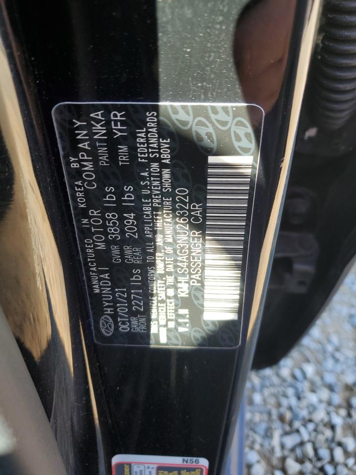 2022 HYUNDAI ELANTRA SEL VIN:KMHLS4AG3NU263220
