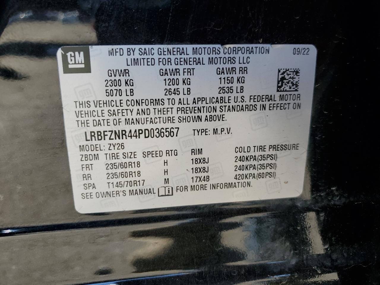 2023 BUICK ENVISION ESSENCE VIN:LRBFZNR44PD036567