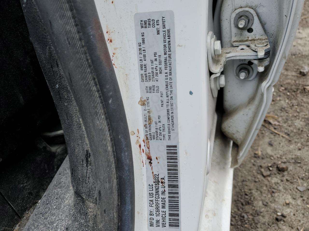 2022 RAM 1500 BIG HORN/LONE STAR VIN:1C6RRFFG3NN288022