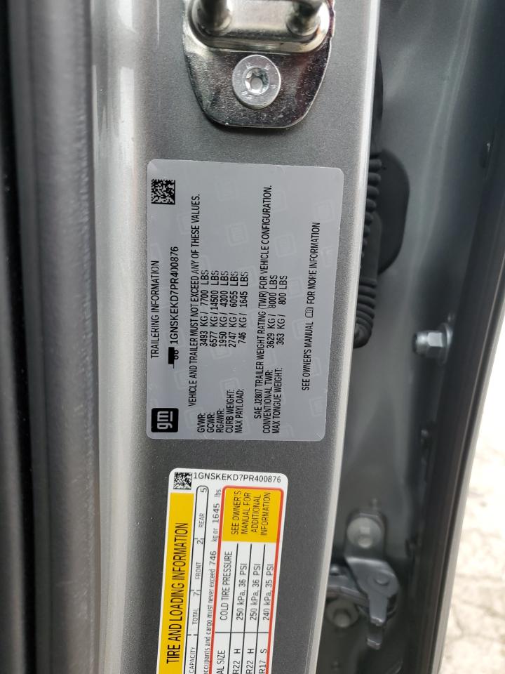 2023 CHEVROLET SUBURBAN K1500 RST VIN:1GNSKEKD7PR400876