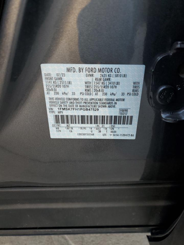 2023 FORD EXPLORER LIMITED VIN:1FMSK7FH1PGB47529