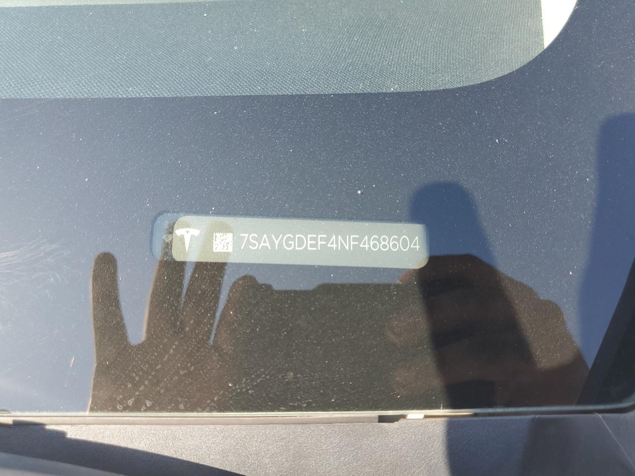 2022 TESLA MODEL Y VIN:7SAYGDEF4NF468604