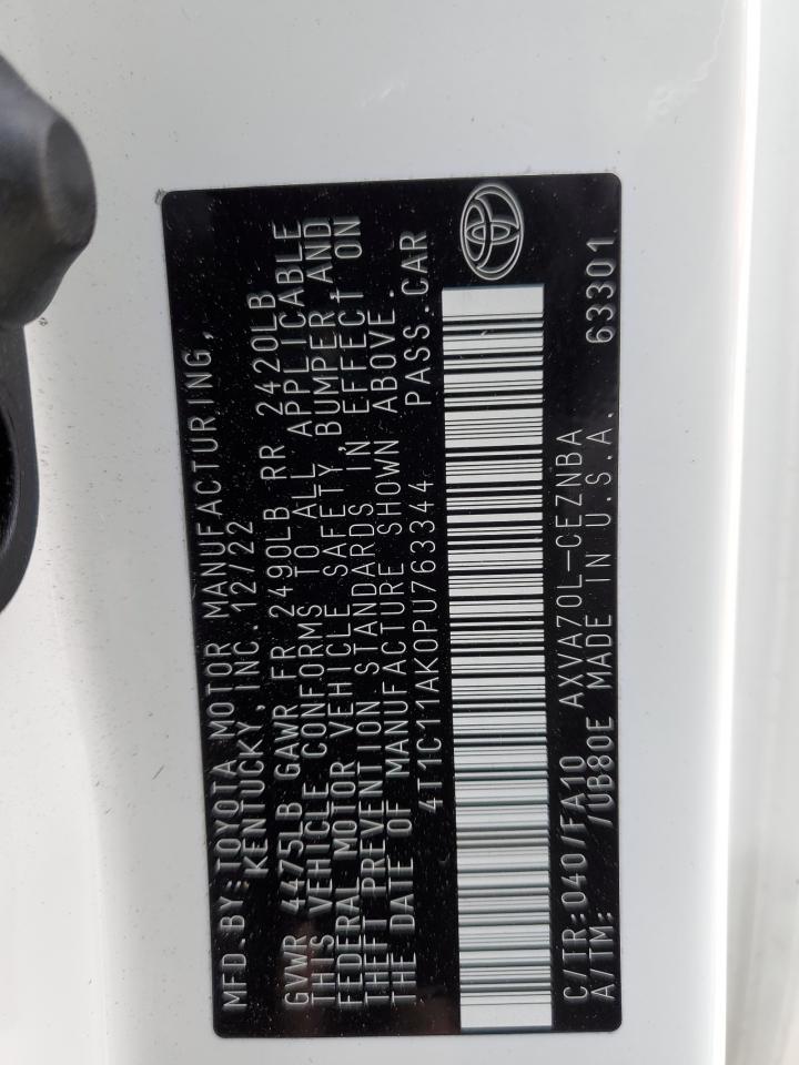 2023 TOYOTA CAMRY LE VIN:4T1C11AK0PU763344