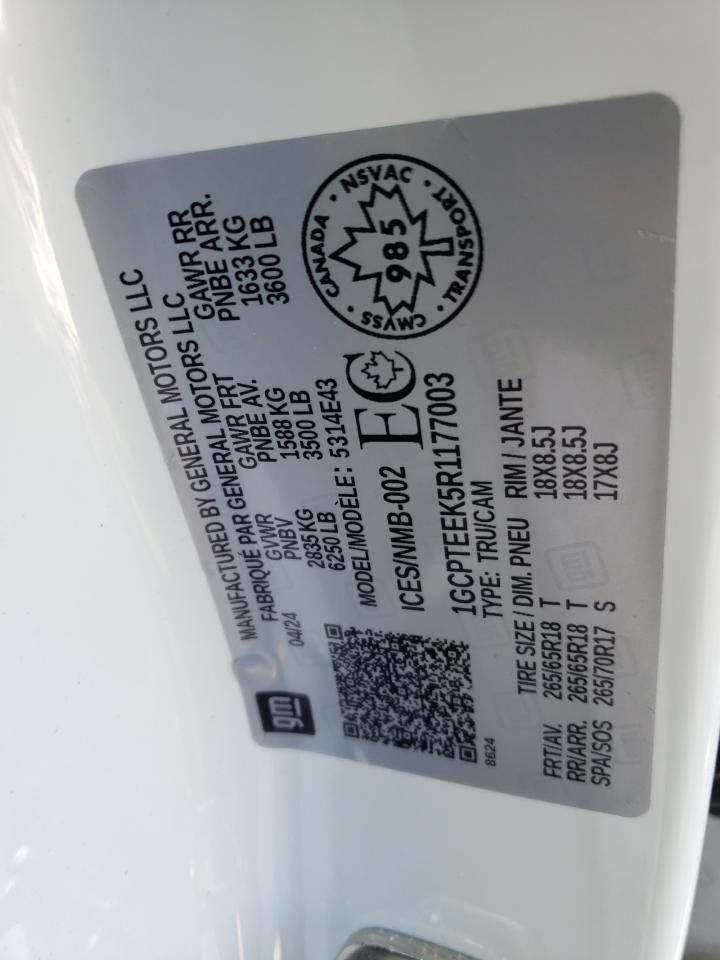 2024 CHEVROLET COLORADO TRAIL BOSS VIN:1GCPTEEK5R1177003