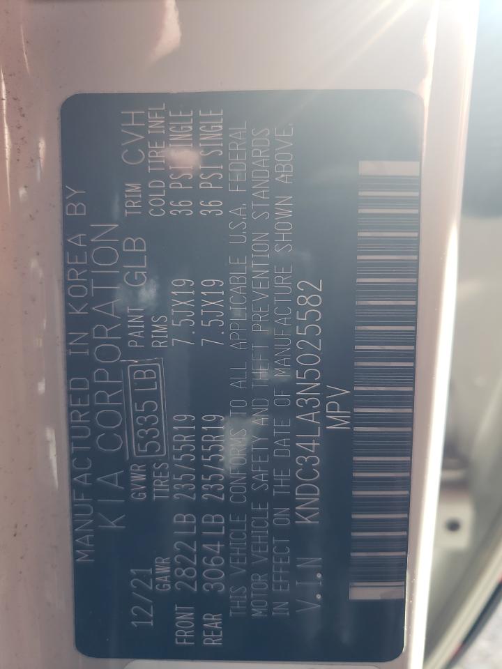 2022 KIA EV6 LIGHT VIN:KNDC34LA3N5025582
