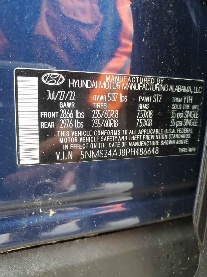 2023 HYUNDAI SANTA FE SEL VIN:5NMS24AJ8PH486648