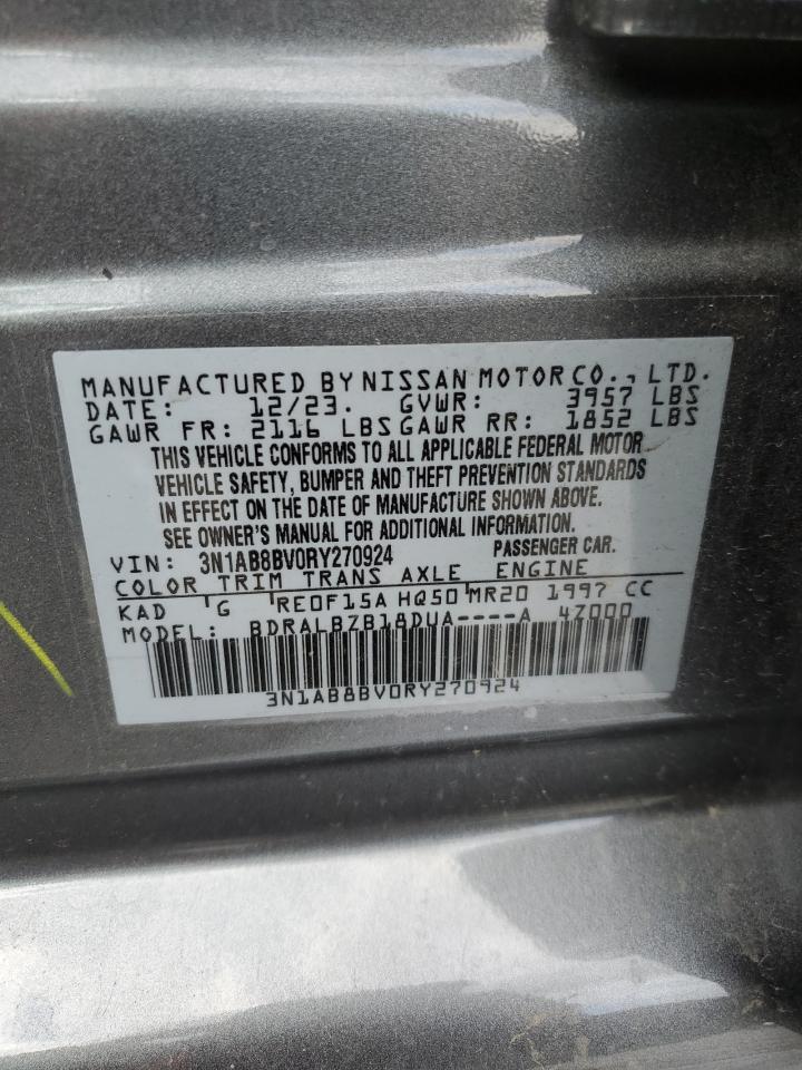 2024 NISSAN SENTRA S VIN:3N1AB8BV0RY270924