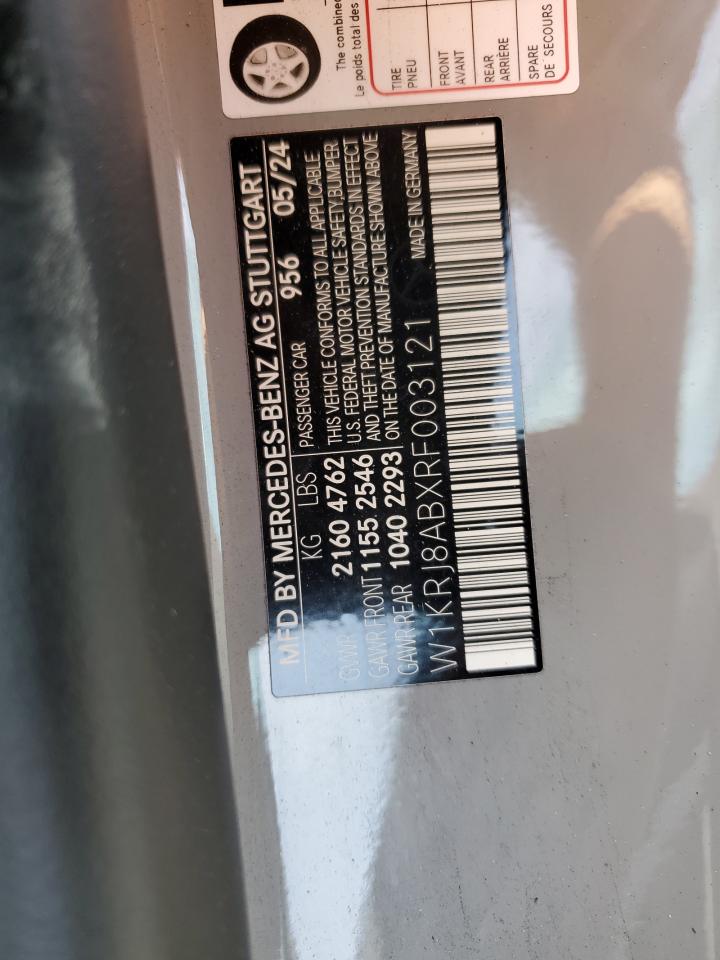 2024 MERCEDES-BENZ AMG GT 55 VIN:W1KRJ8ABXRF003121