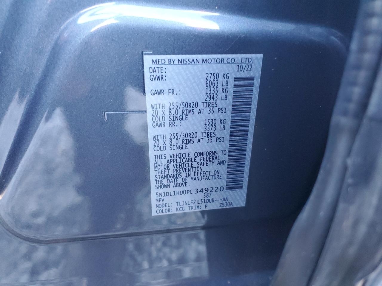 2023 INFINITI QX60 AUTOGRAPH VIN:5N1DL1HU0PC349220