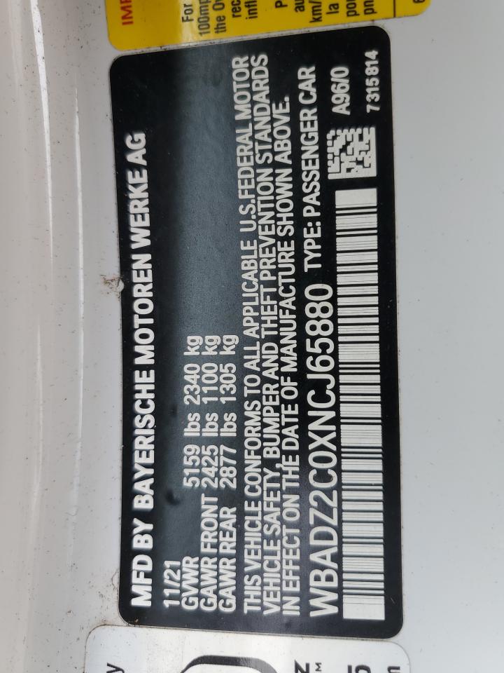 2022 BMW 840I VIN:WBADZ2C0XNCJ65880