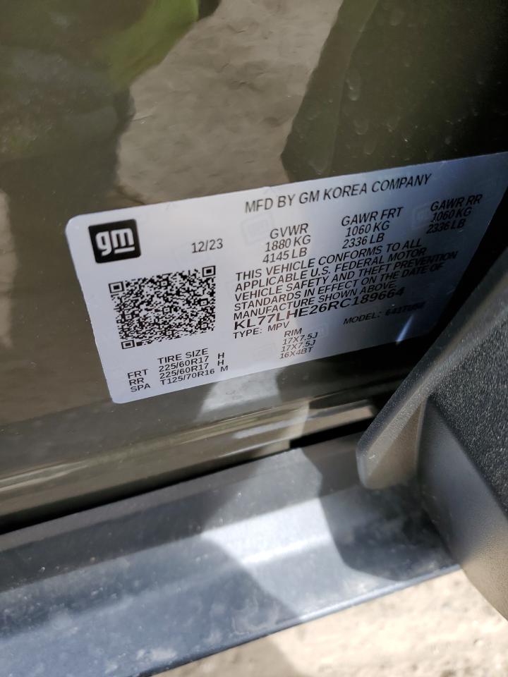 2024 CHEVROLET TRAX 1LT VIN:KL77LHE26RC189664