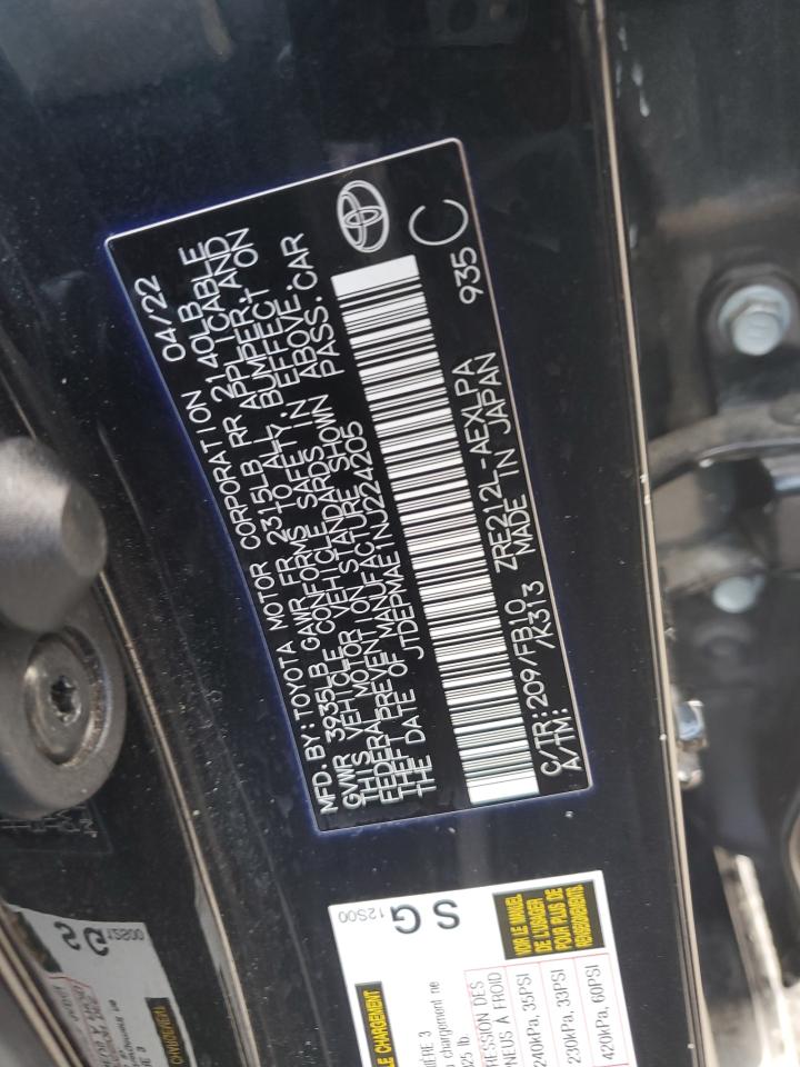 2022 TOYOTA COROLLA LE VIN:JTDEPMAE1NJ224205