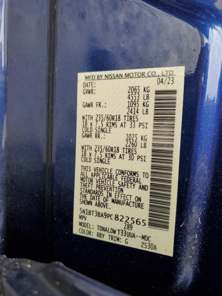 2023 NISSAN ROGUE SV VIN:5N1BT3BA9PC822565