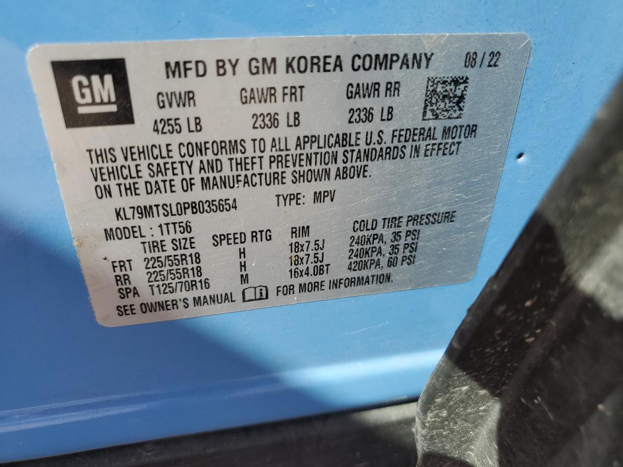 2023 CHEVROLET TRAILBLAZER RS VIN:KL79MTSL0PB035654