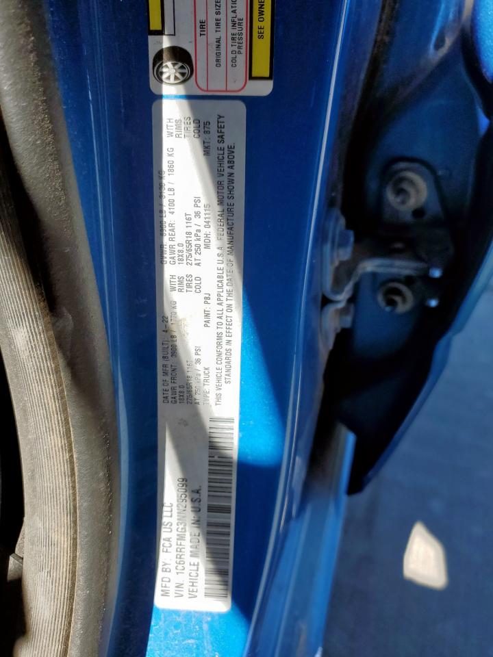 2022 RAM 1500 BIG HORN/LONE STAR VIN:1C6RRFMG3NN295099