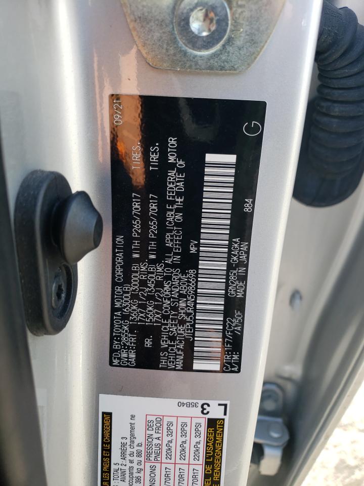 2022 TOYOTA 4RUNNER SR5/SR5 PREMIUM VIN:JTEPU5JR4N5986698