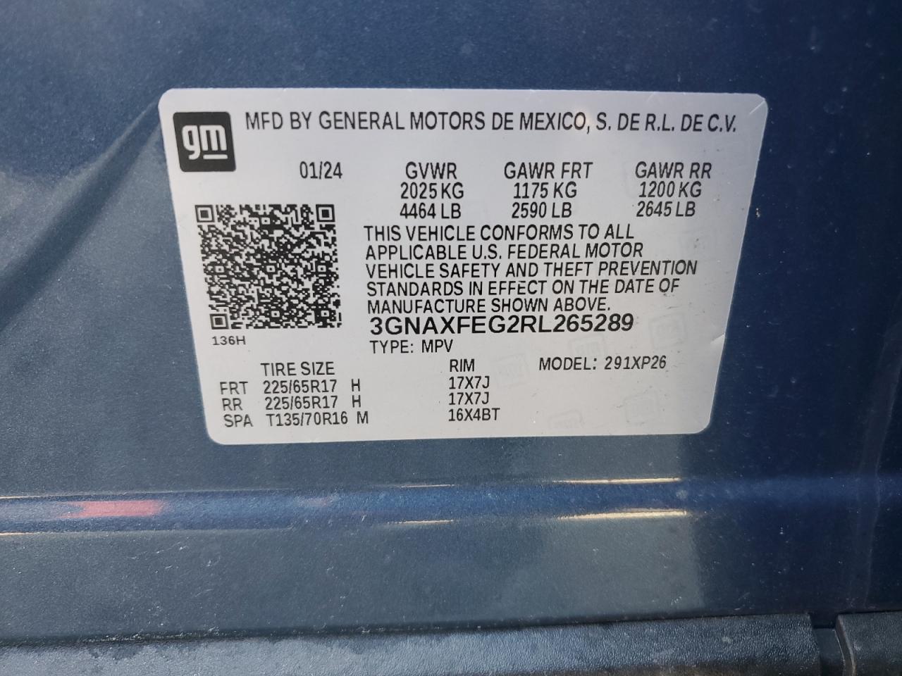 2024 CHEVROLET EQUINOX LS VIN:3GNAXFEG2RL265289