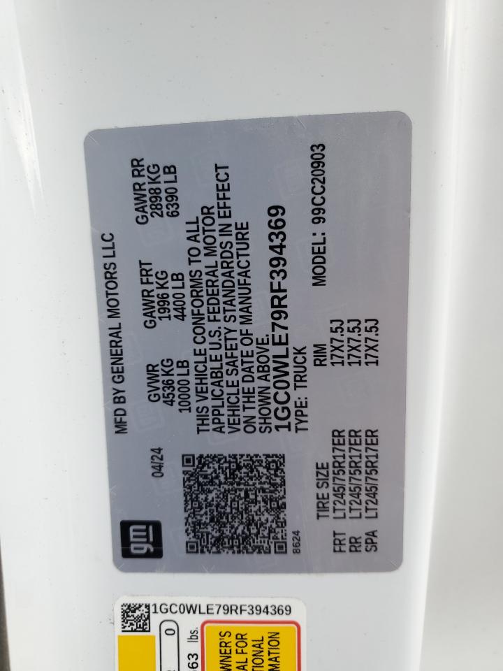 2024 CHEVROLET SILVERADO C2500 HEAVY DUTY VIN:1GC0WLE79RF394369