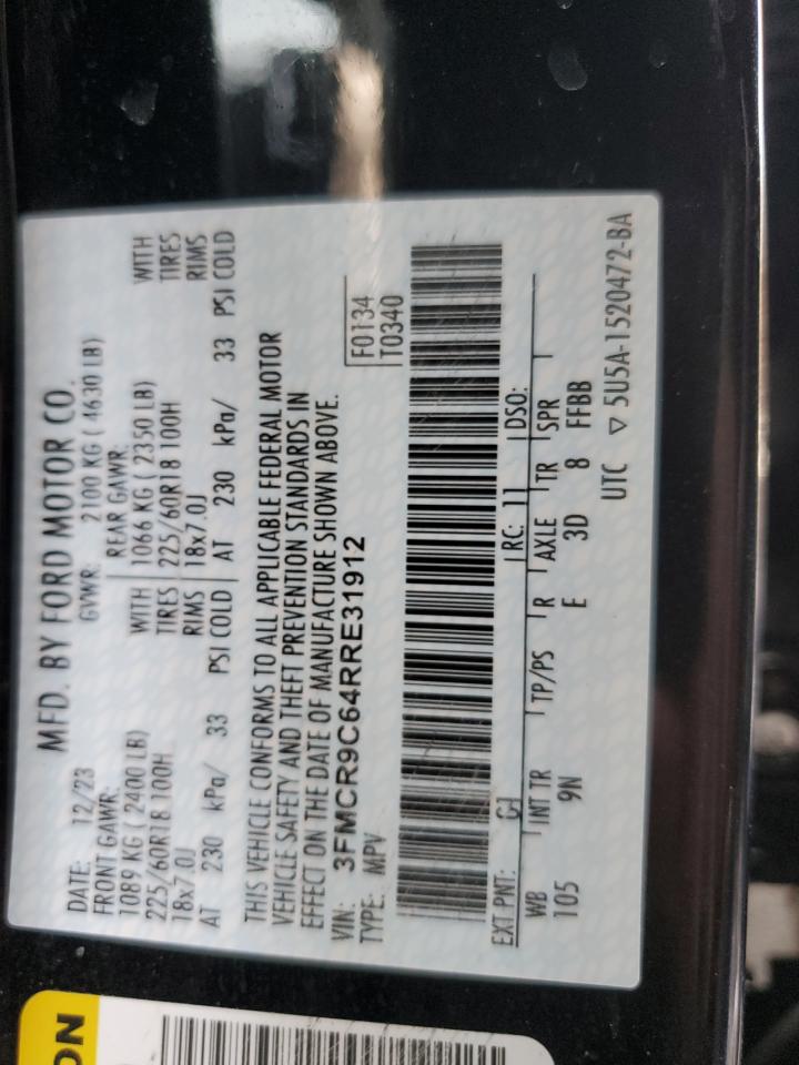 2024 FORD BRONCO SPORT OUTER BANKS VIN:3FMCR9C64RRE31912