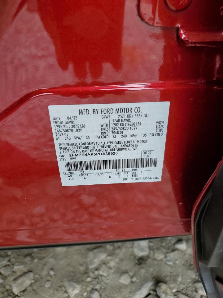 2023 FORD EDGE ST VIN:2FMPK4AP5PBA39926